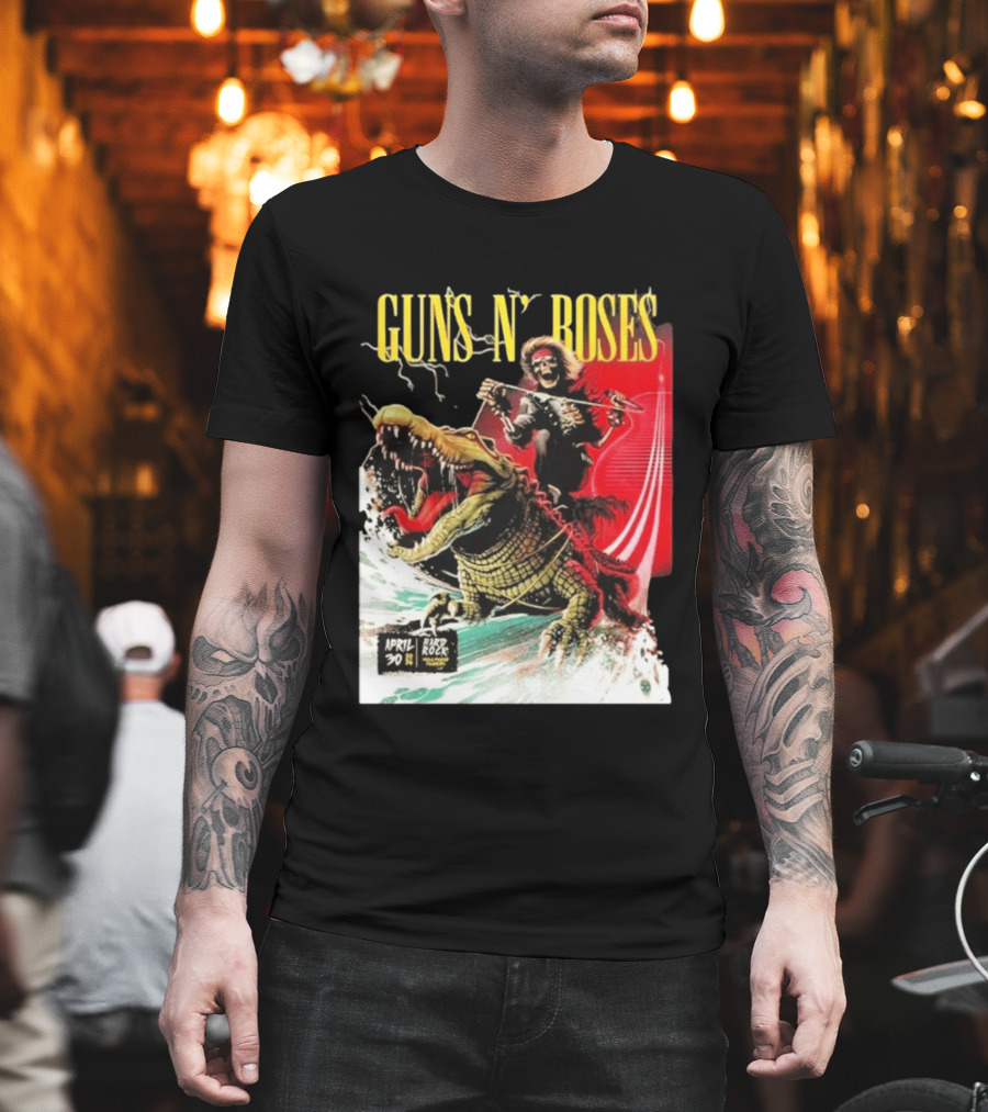 Guns N' Roses F1 Miami Grand Prix Florida 2026 Skeleton Rides Crocodile Hard Rock Live April 30 T-Shirt
