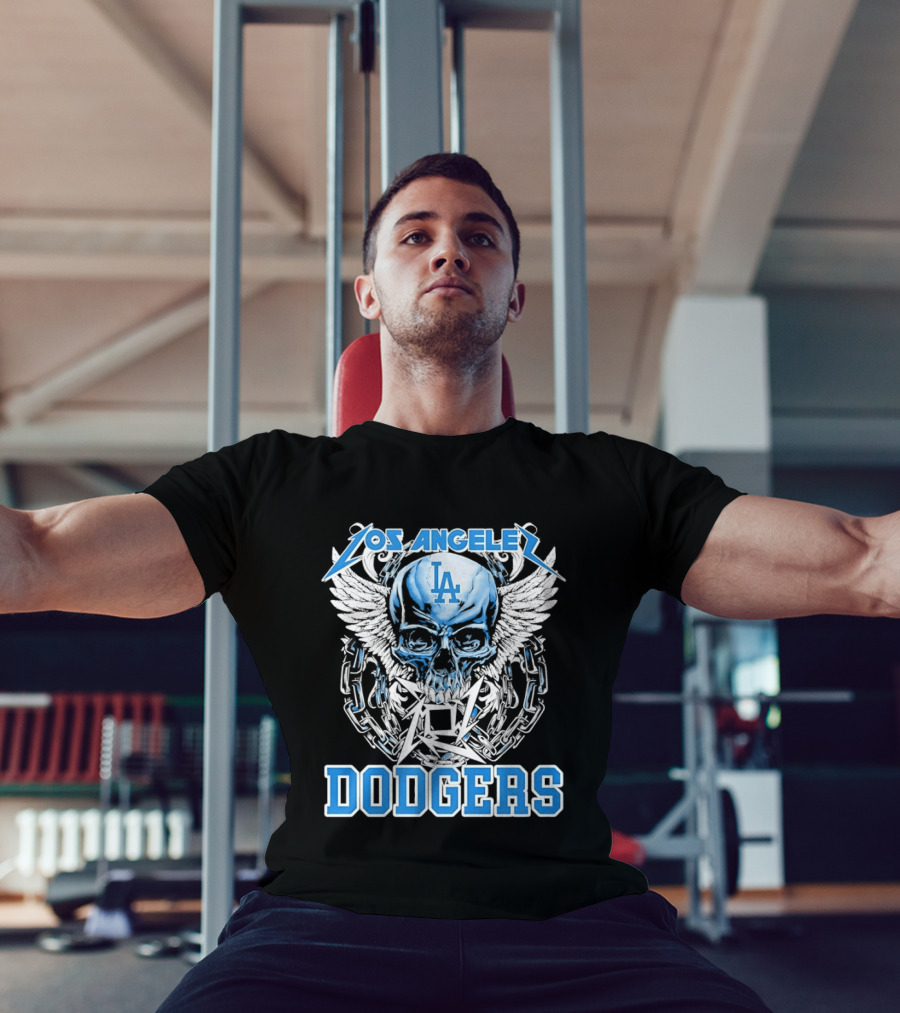 Los Angeles Dodgers Skull Wings And Chains T-Shirt