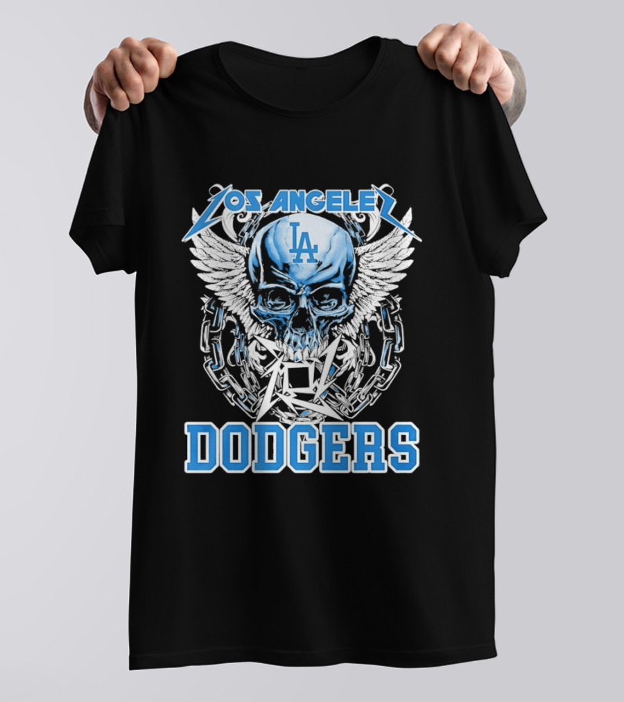 Los Angeles Dodgers Skull Wings And Chains T-Shirt