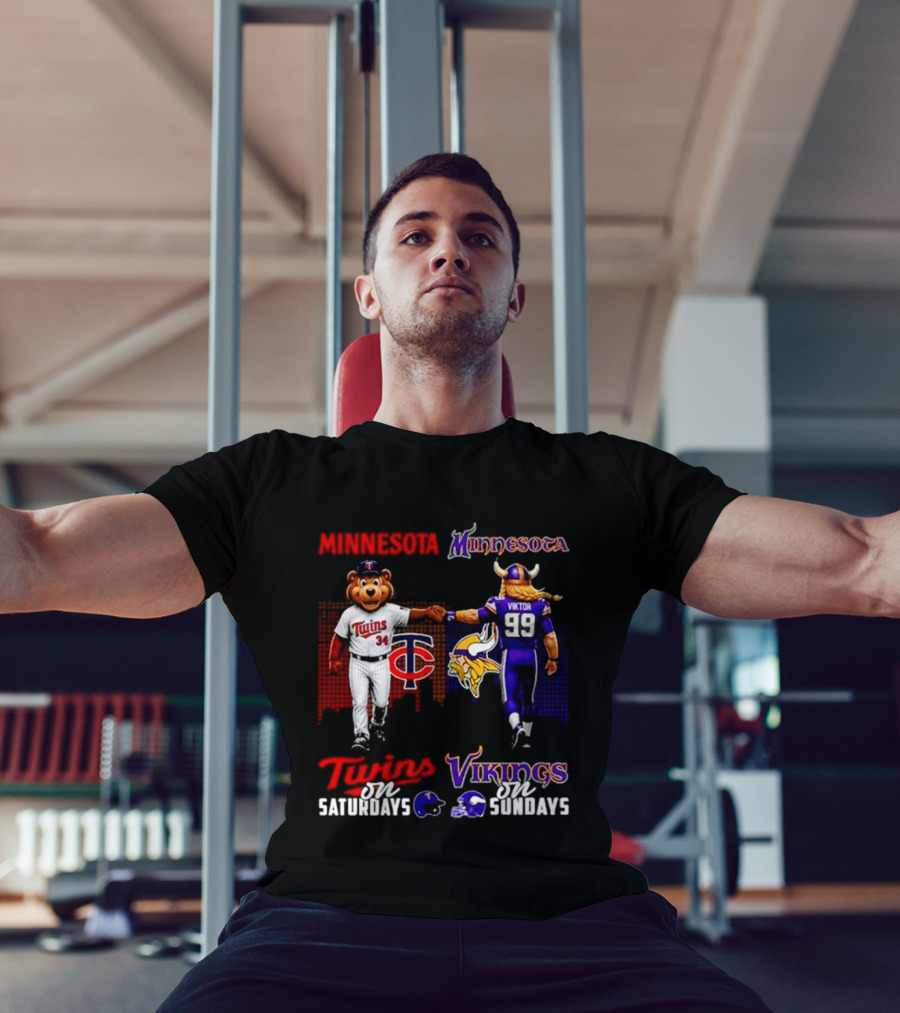 Minnesota Twins Saturdays Vs Vikings Sundays Sports Mashup T-Shirt