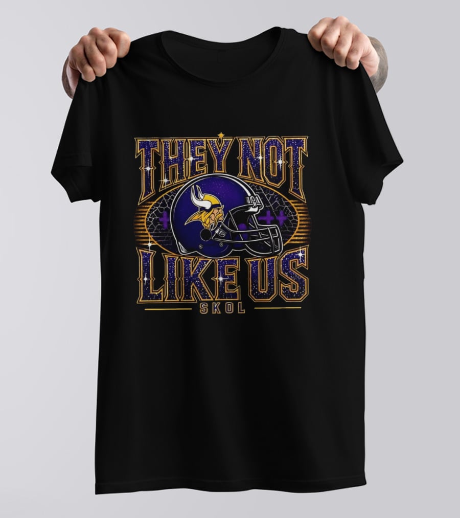 Minnesota Vikings They Not Like Us SKOL Helmet Twinkle T-Shirt