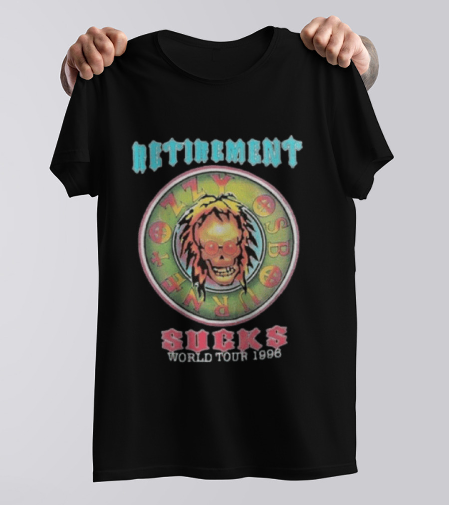 Ozzy Osbourne Retirement Sucks World Tour 1996 Psychedelic Skull T-Shirt