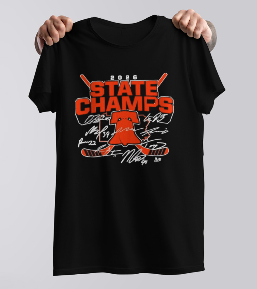 2026 Philadelphia Hockey State Champs Liberty Bell Scored Rink Tribal T-Shirt