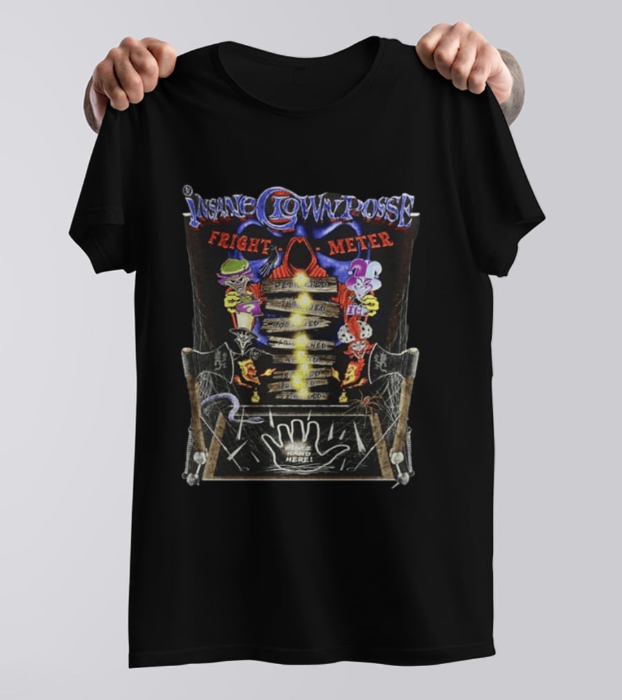 Insane Clown Posse Fright O Meter Pleased Terrified Scared Petrified Horrified Hand Here T-Shirt