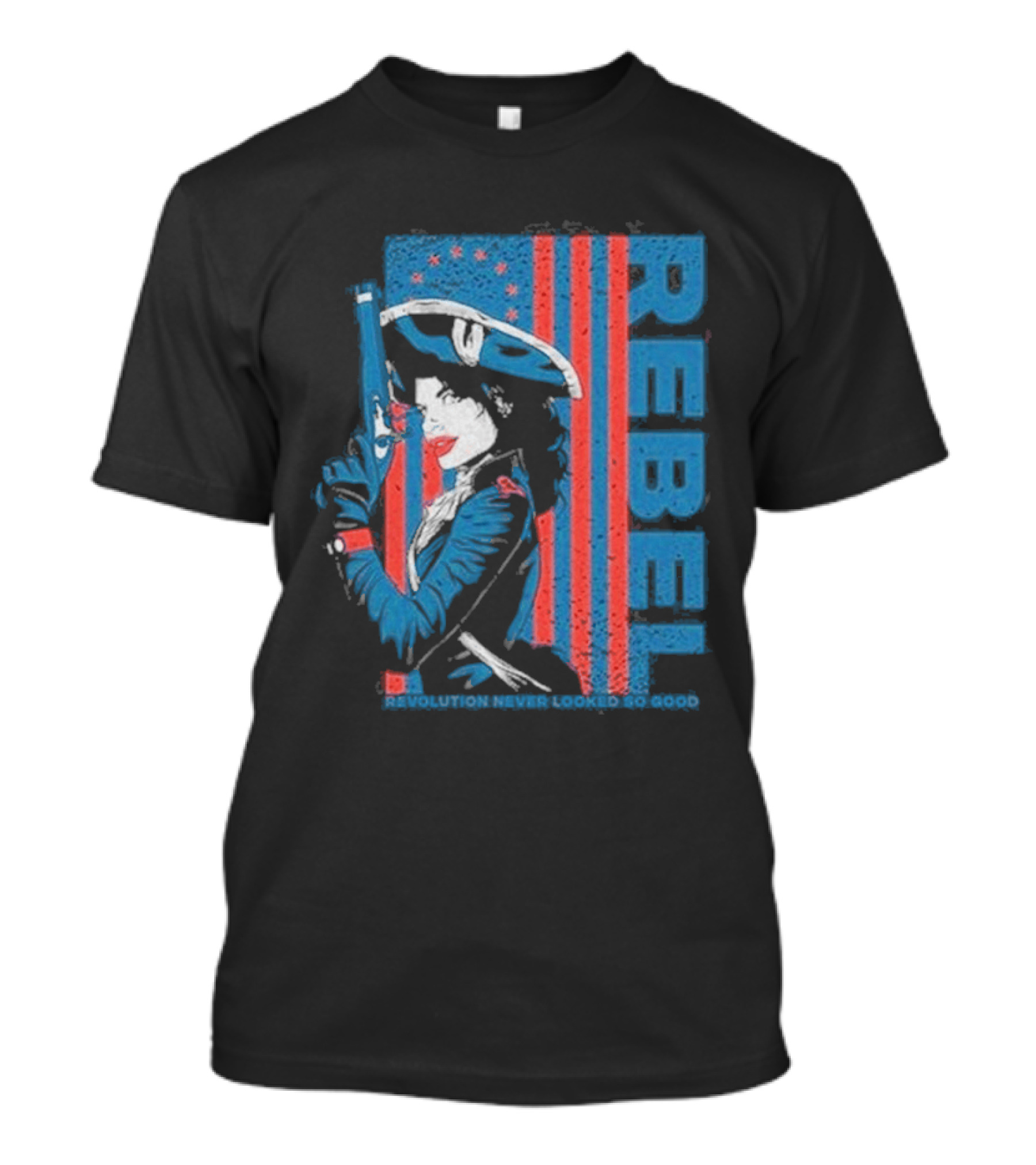 Women's Rebel Revolution Never Looked So Good Slim Fit 2026 American Flag Soldier T-Shirt