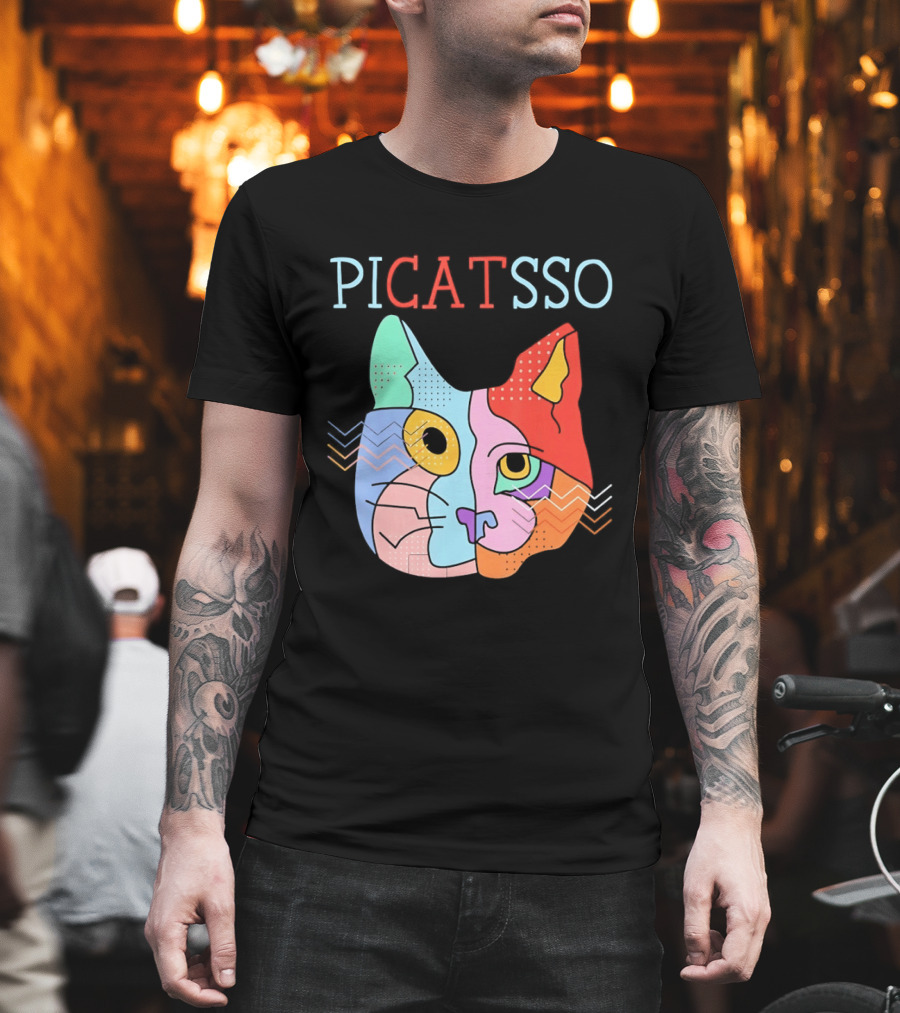 Picatsso Cat Colorful Cubist Style Artistry T-Shirt