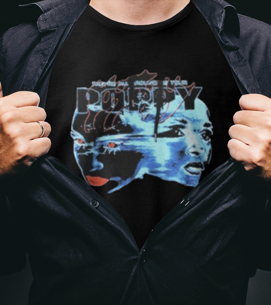 Poppy Split Poppy They're All Around Us Red Eyes Dual Faces Blue Tone T-Shirt