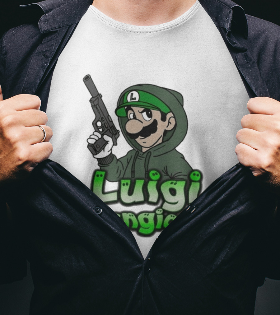 Luigi Mangione Super Mario Gun T-Shirt