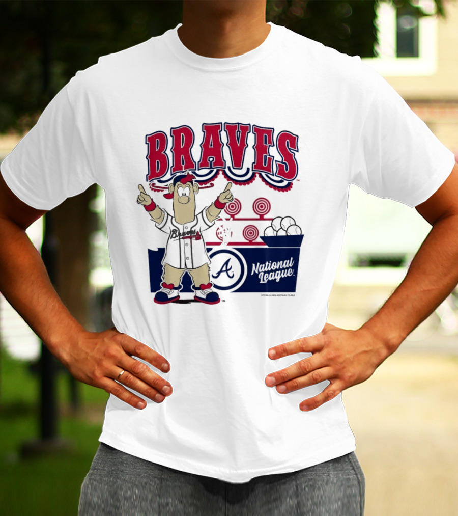 Atlanta Braves Mitchell & Ness Cream Step Back Up Cartoon Character National League T-Shirt