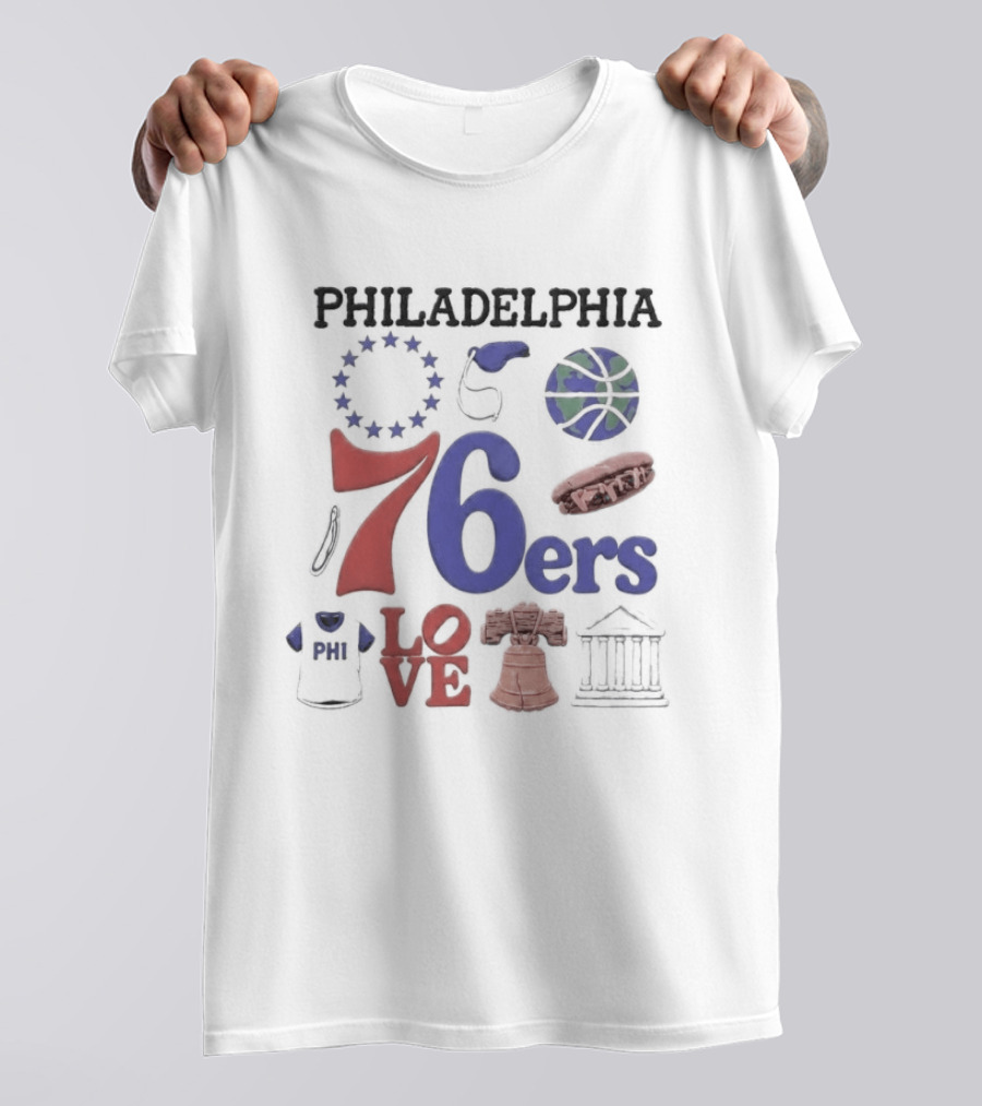 Philadelphia 76ers 76 Liberty Bell Love Basketball T-Shirt