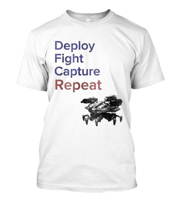 War Robots Deploy Fight Capture Repeat Strategy Gameplay T-Shirt