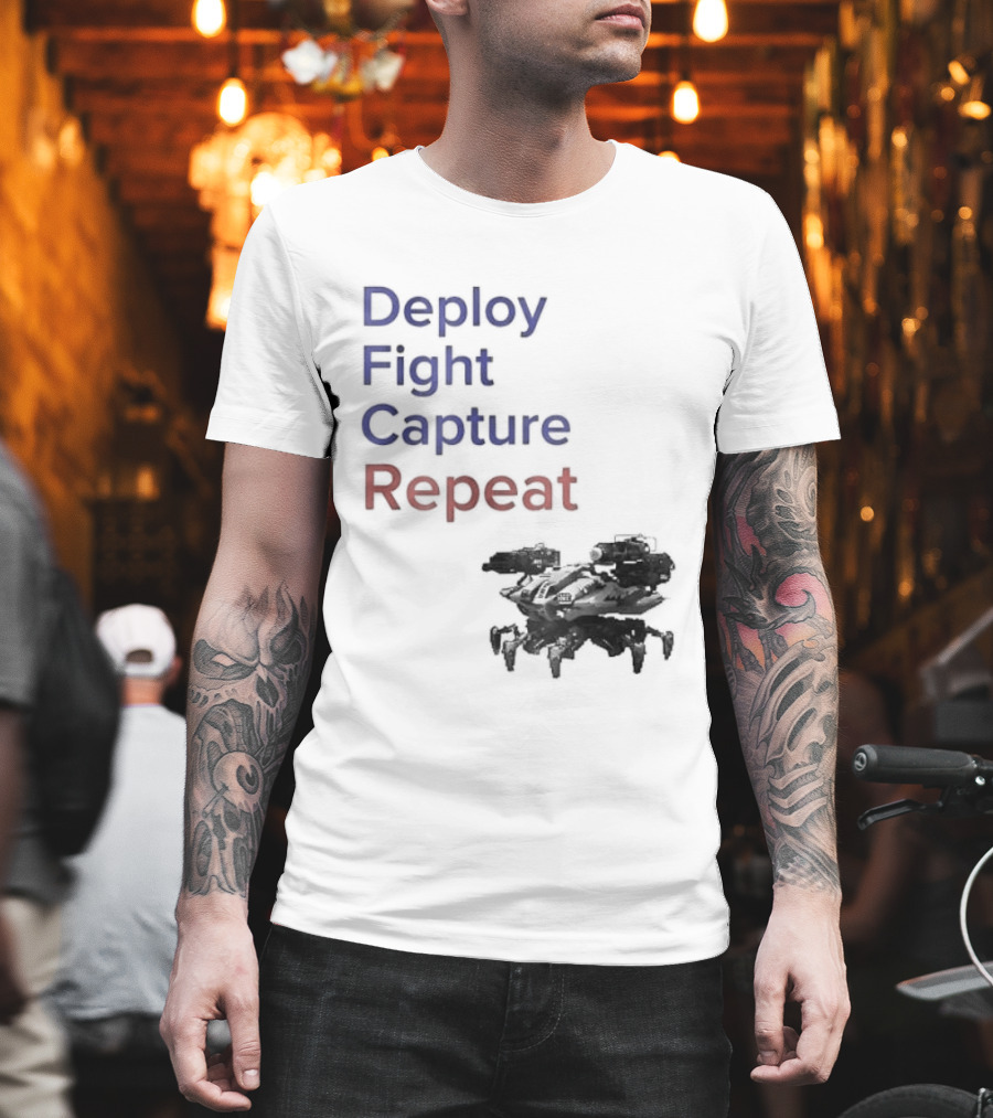 War Robots Deploy Fight Capture Repeat Strategy Gameplay T-Shirt