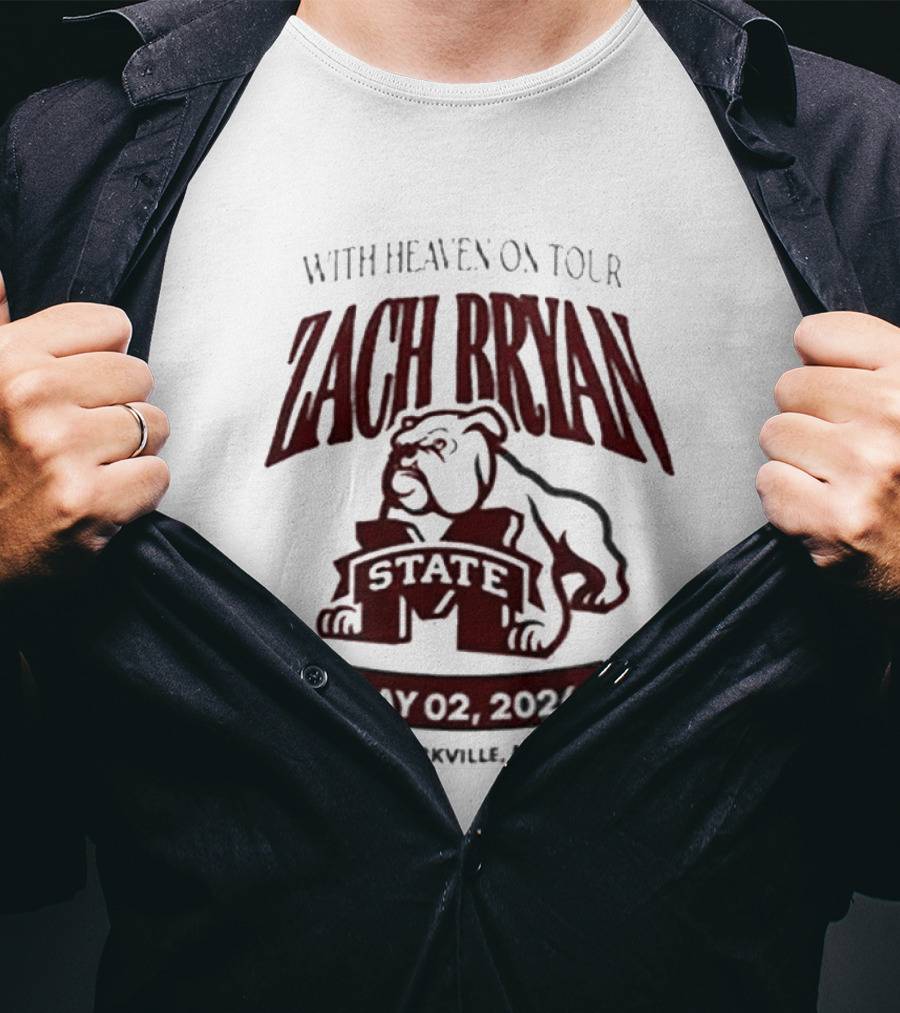 Zach Bryan With Heaven On Tour 2026 Mississippi State May 02 Starkville MS T-Shirt