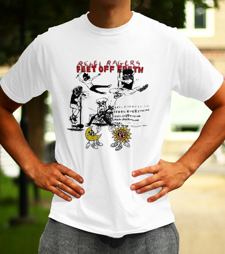 Rebel Ragers Feet Of Earth Tour Kid Cudi 2026 Concept Art Moon Sun Characters T-Shirt