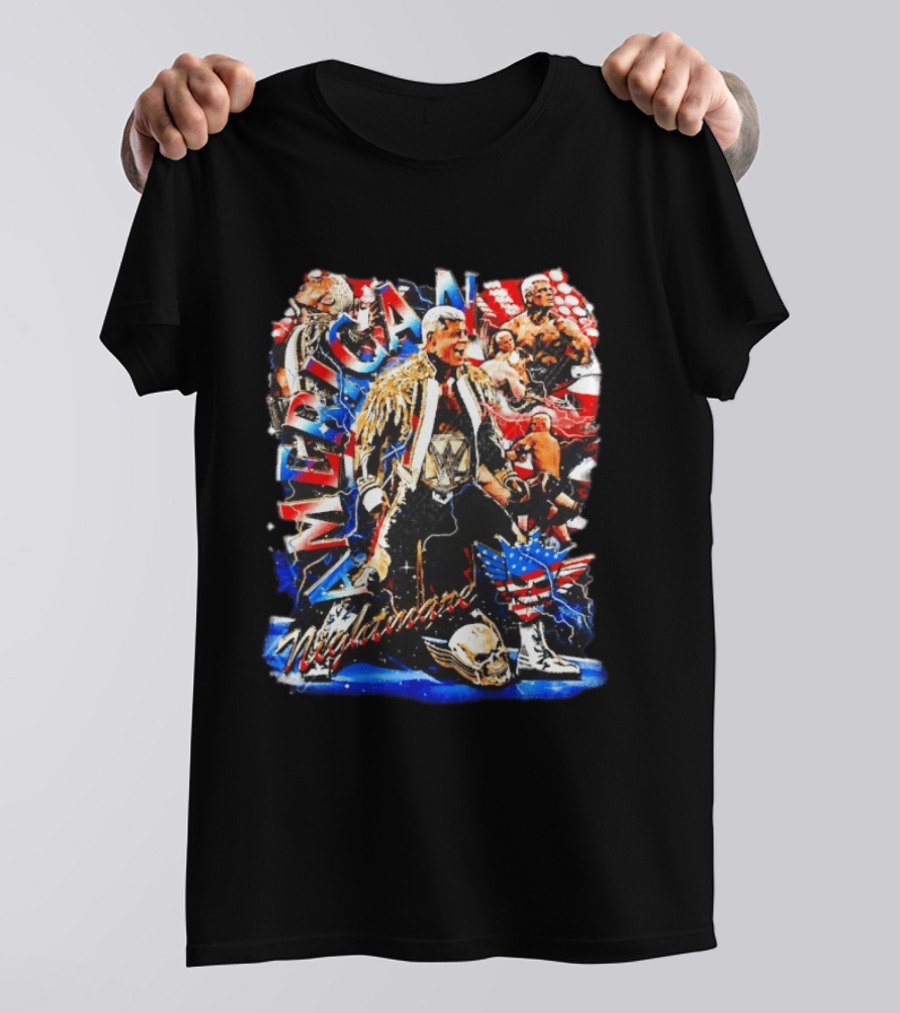 American Nightmare Cody Rhodes Wrestling Star Red White Blue Skull Jacket T-Shirt