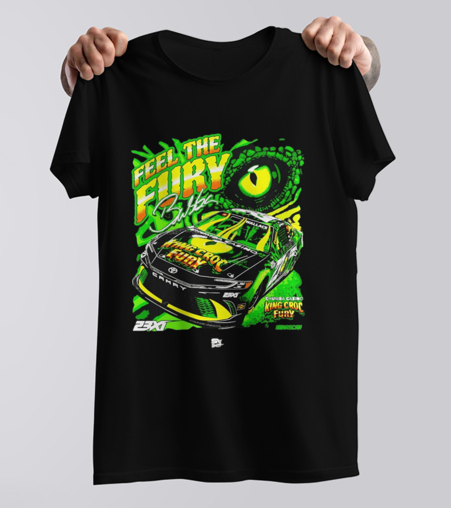 Bubba Wallace Feel The Fury King Croc Chumba Casino Toyota Camry NASCAR 23XI Racing T-Shirt