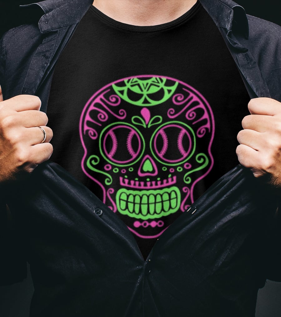 Chicago Cubs Sugar Skull 2026 Pink And Green Baseball T-Shirt