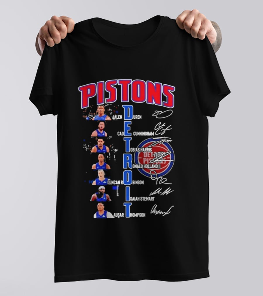 Detroit Pistons Jalen Duren Cade Cunningham Bojan Bogdanovic Isaiah Stewart Jaden Ivey Ausar Thompson Signatures T-Shirt