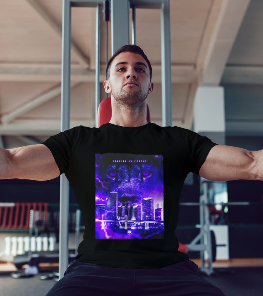 Florida Is Purple Orlando City SC Lion City Skyline Lightning T-Shirt