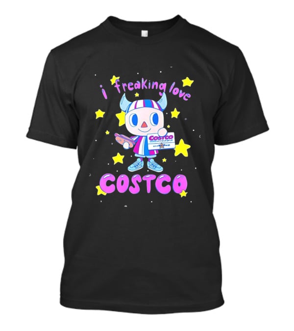 I Freaking Love Costco Cute Cartoon Character Holding Membership Card T-Shirt