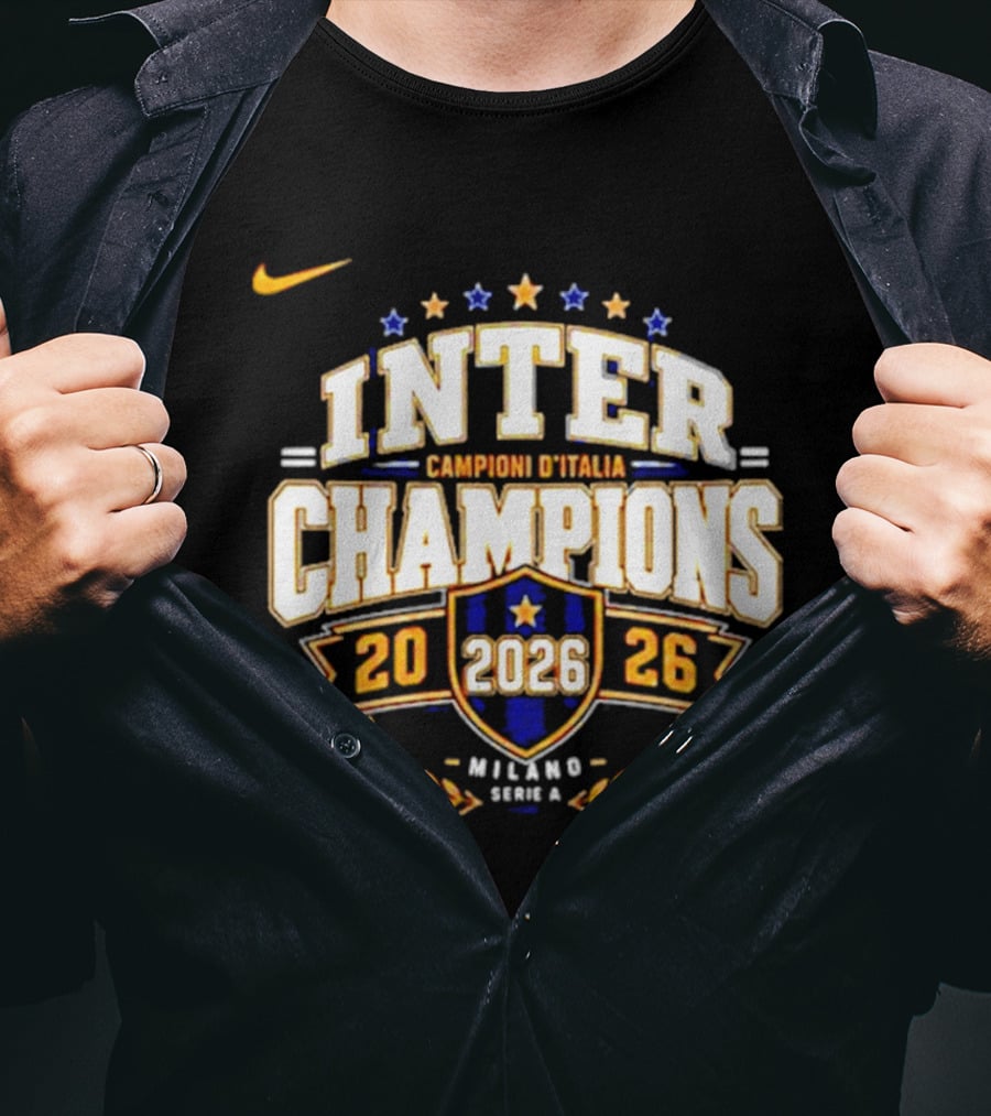 Inter Champions Campioni D'Italia 2026 Nike Serie A Milano T-Shirt