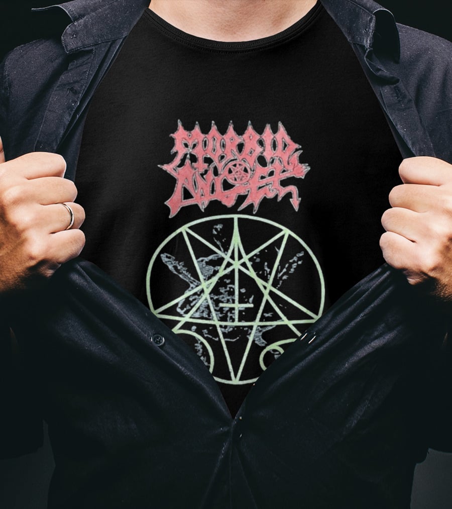 Morbid Angel Blessed Are The Sick Tour Logo With Pentagram And Angel T-Shirt