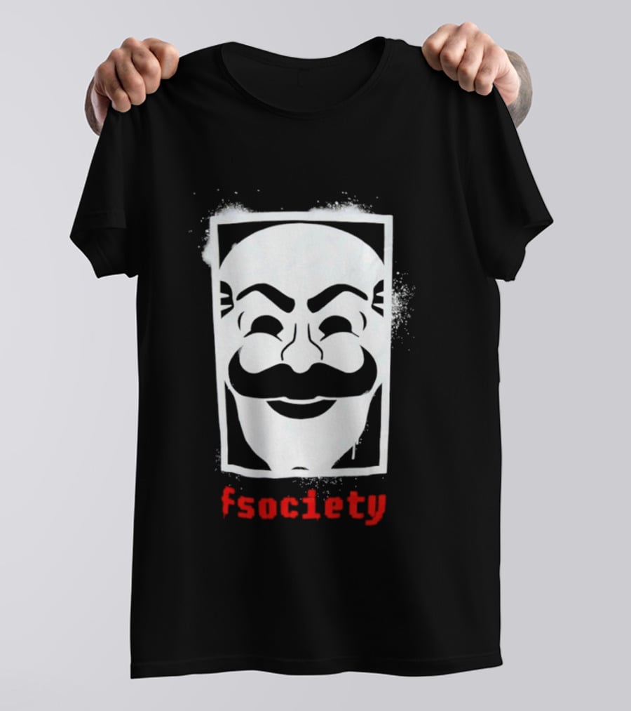 Mr Robot Fsociety Mask White Face Red T-Shirt
