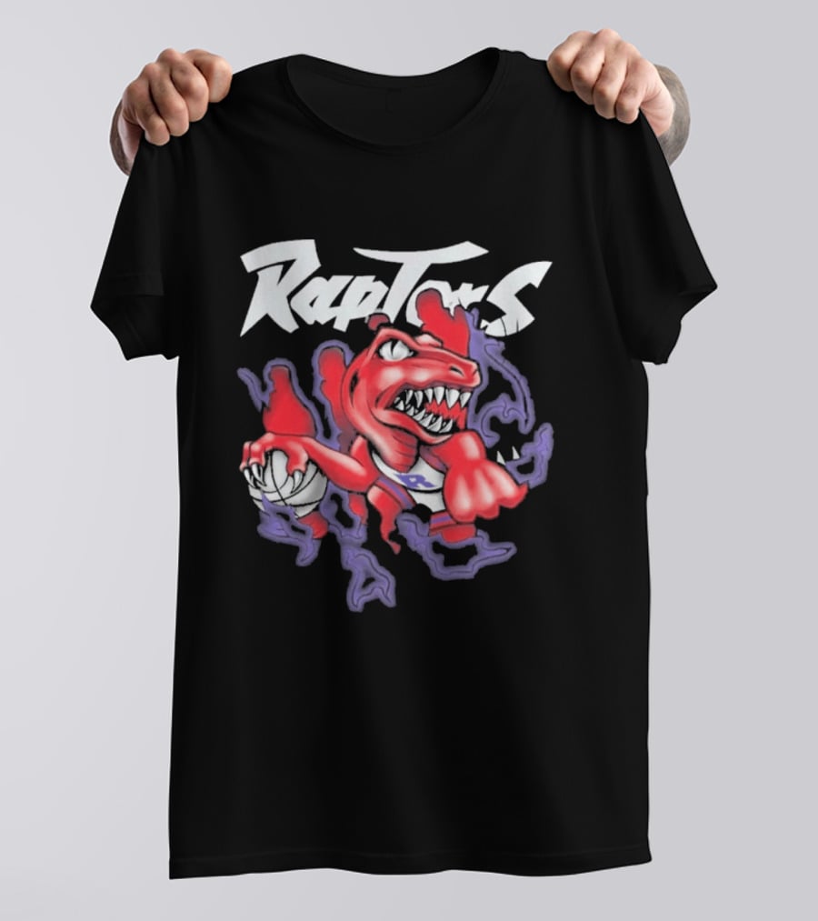 Raptors Purple Cartoon Dinosaur With Basketball T-Shirt