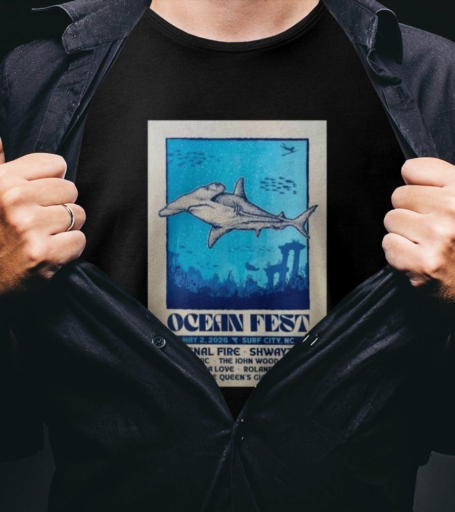 Ocean Fest May 2 2026 Surf City NC Tour Signal Fire Shwayze Bubba Love The John Wood Band T-Shirt