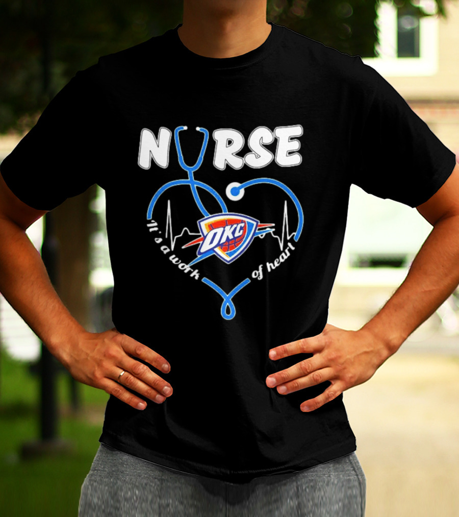 Oklahoma City Thunder Nurse Heartbeat It's A Work Of Heart T-Shirt
