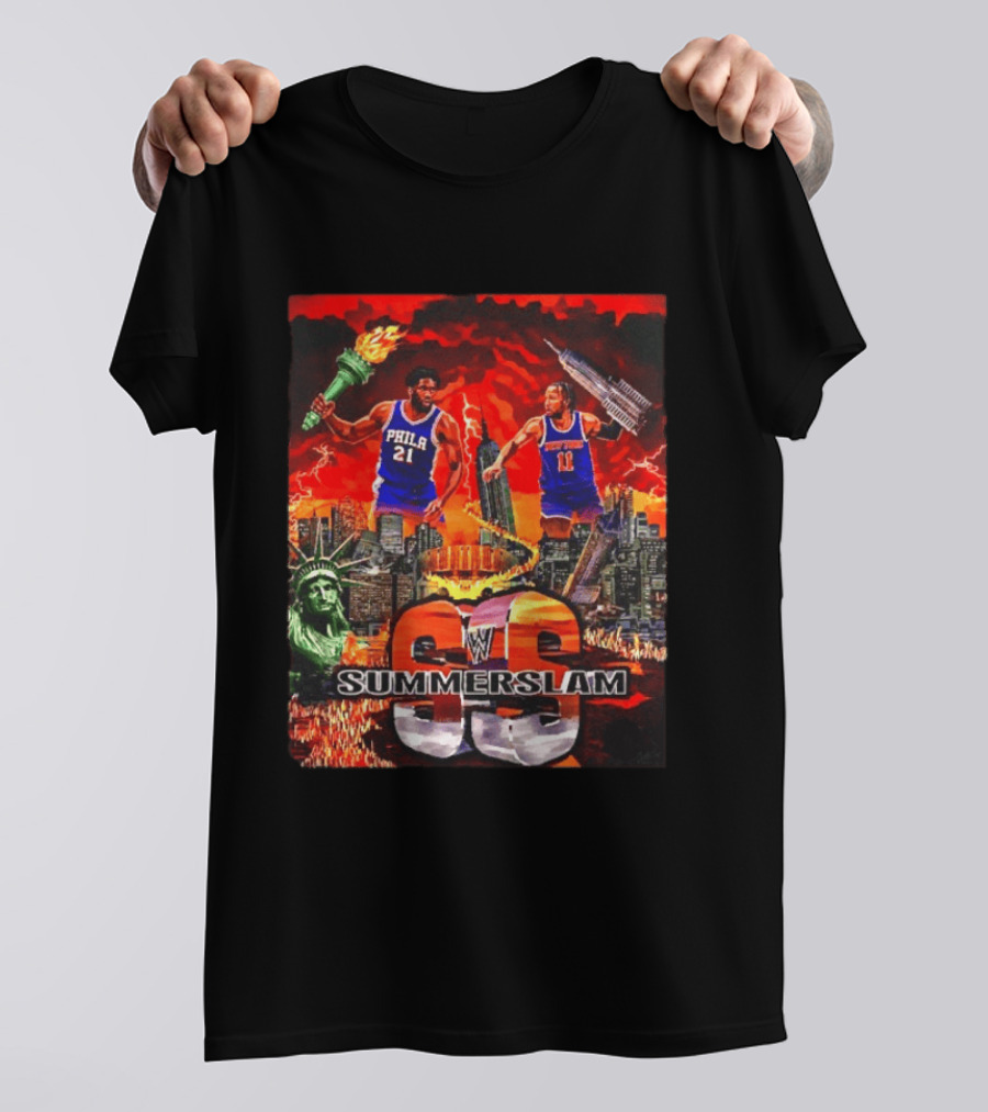 Summerslam Joel Embiid Vs Jalen Brunson NYC Showdown T-Shirt