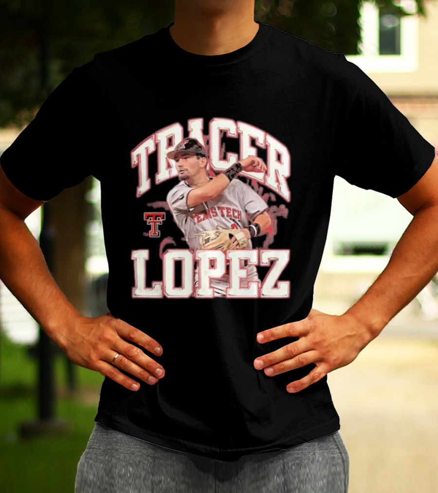 Texas Tech Tracer Lopez Baseball NCAA Collage T-Shirt