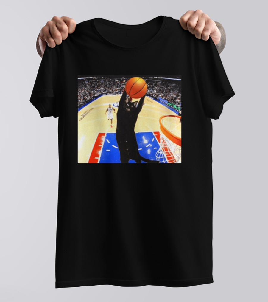 Jarrett Allen Cat Dunking Basketball On Court T-Shirt