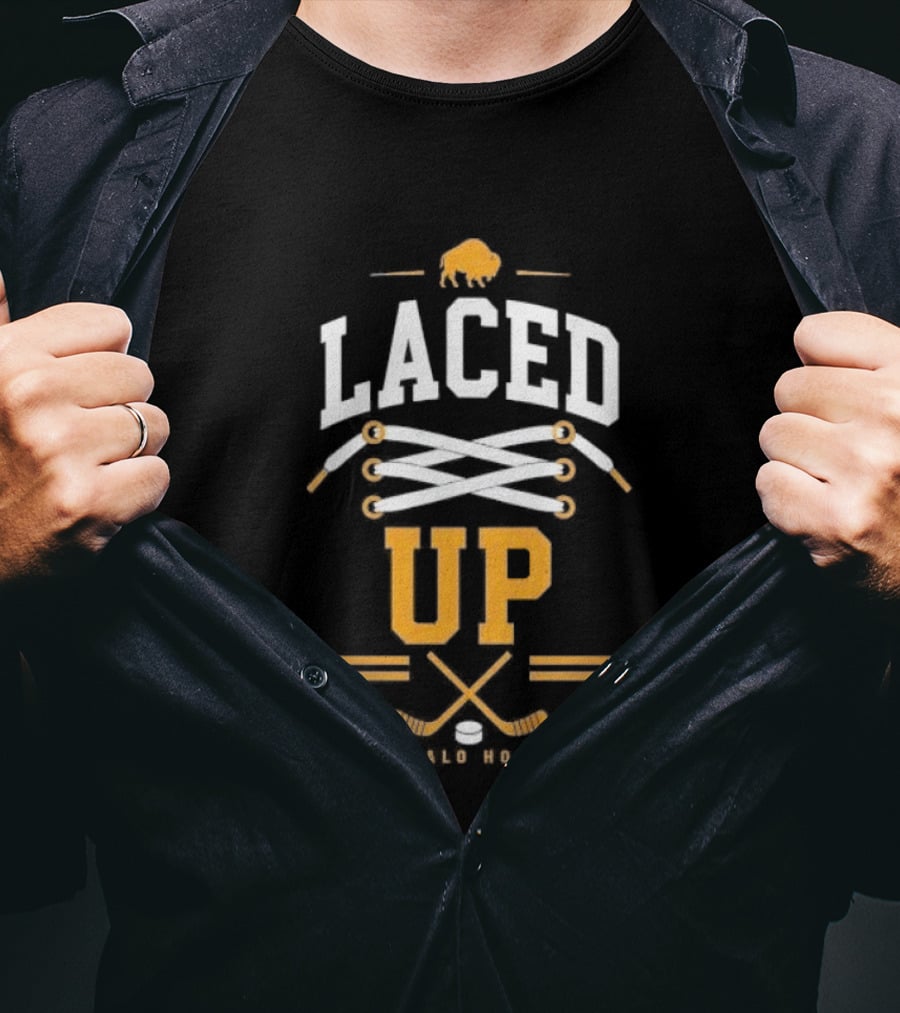 Buffalo Sabres Laced Up Hockey Sticks T-Shirt