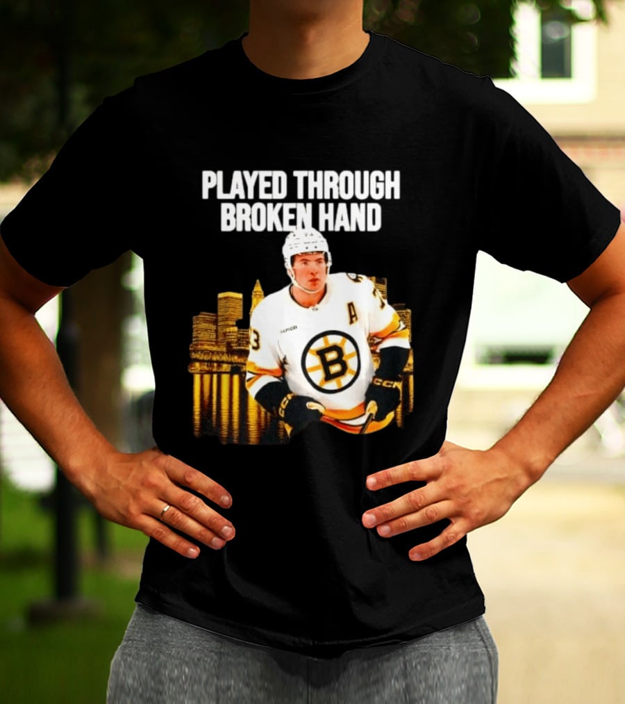 Charlie McAvoy Played Through Broken Hand Boston Hockey T-Shirt