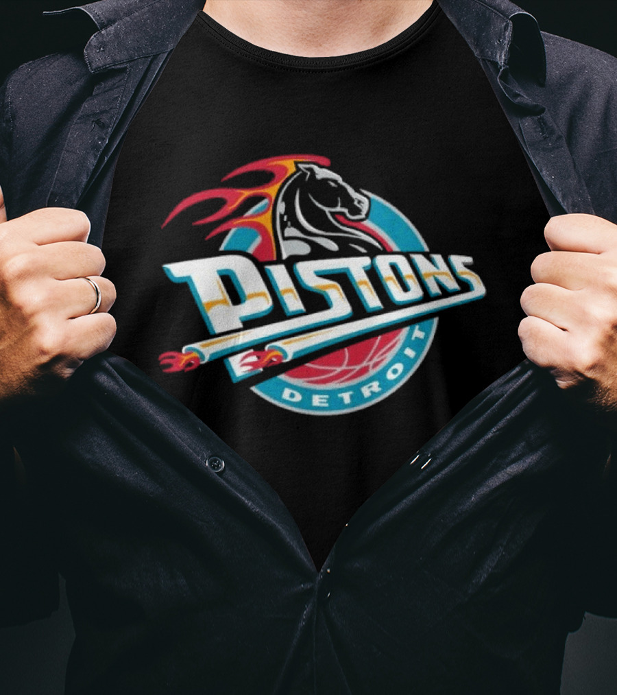Detroit Pistons Mitchell & Ness Hardwood Classic Vintage Horse T-Shirt