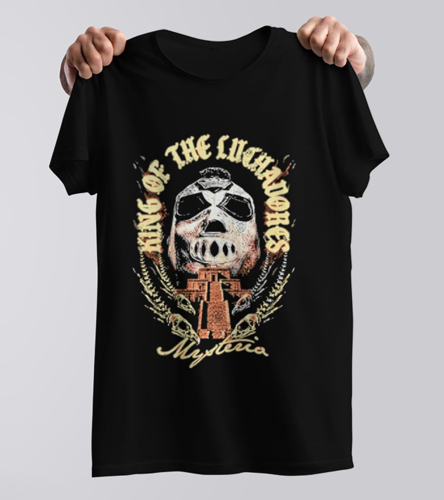 King Of The Luchadores Mysterio Aztec Pyramid Mask T-Shirt