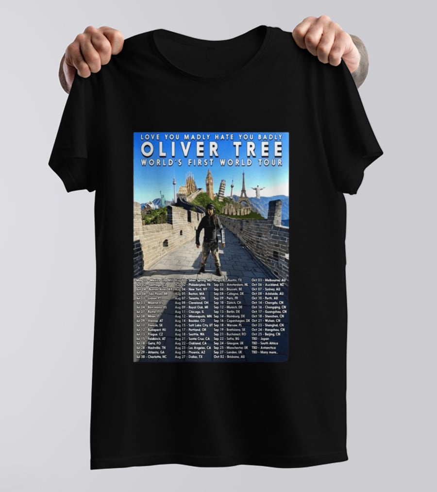Oliver Tree World's First World Tour Love You Madly Hate You Badly Fall 2026 Tour Dates T-Shirt