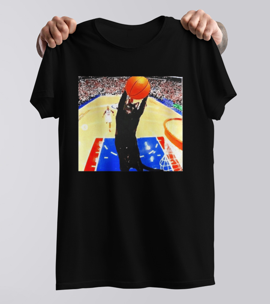 Philadelphia 76ers Black Cat Slam Dunk Basketball Meme T-Shirt