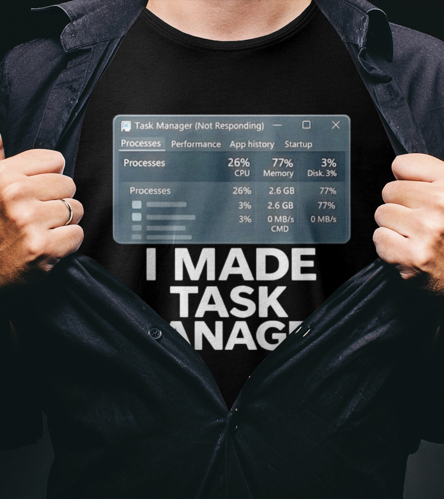 Task Manager Not Responding I Made Task Manager Processes Performance App History Startup T-Shirt