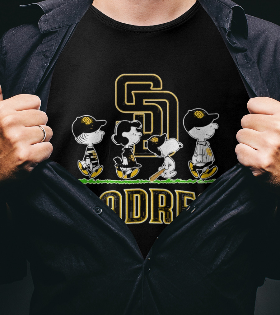 San Diego Padres Peanuts Abbey Road 2026 Charlie Brown Snoopy Woodstock T-Shirt