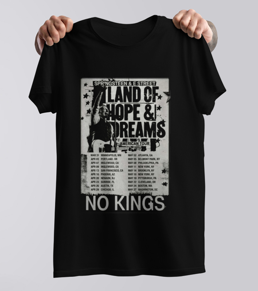 Springsteen E Street Band Land Of Hope & Dreams American Tour No Kings T-Shirt