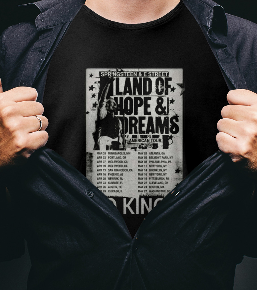 Springsteen E Street Band Land Of Hope & Dreams American Tour No Kings T-Shirt