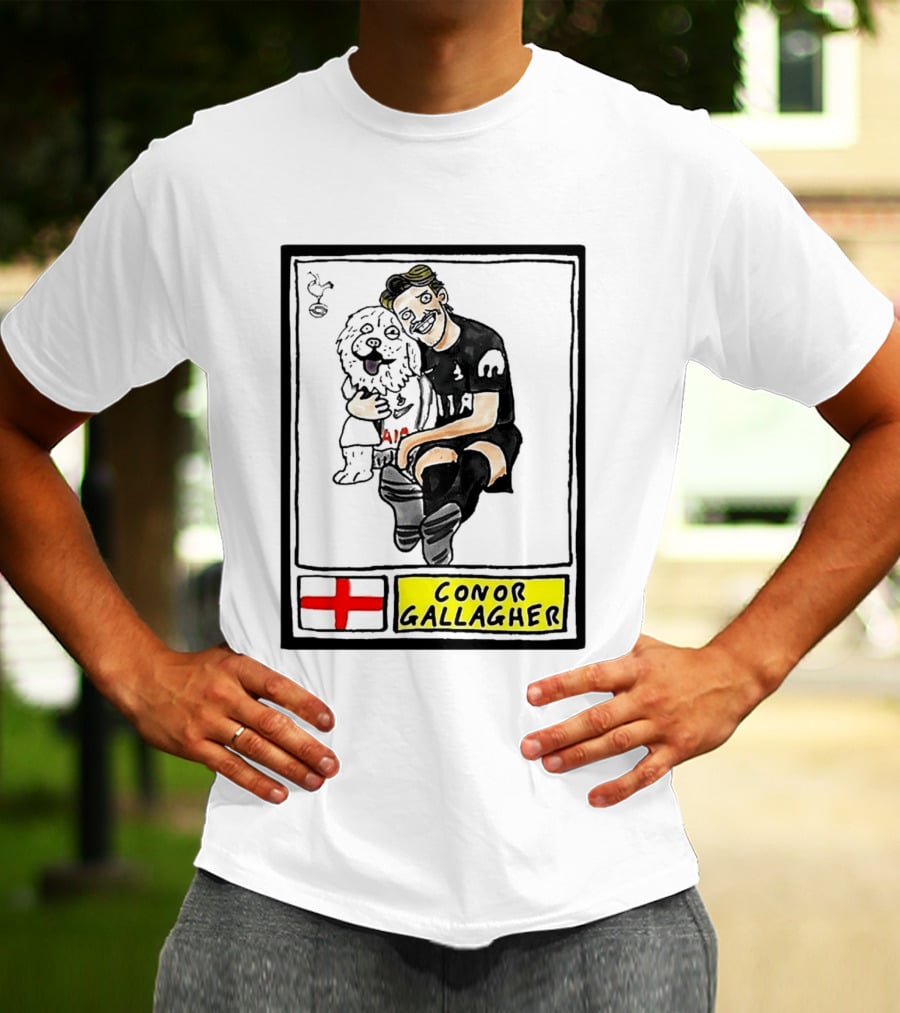 Conor Gallagher Hugging Dog With England Cross And Spurs T-Shirt