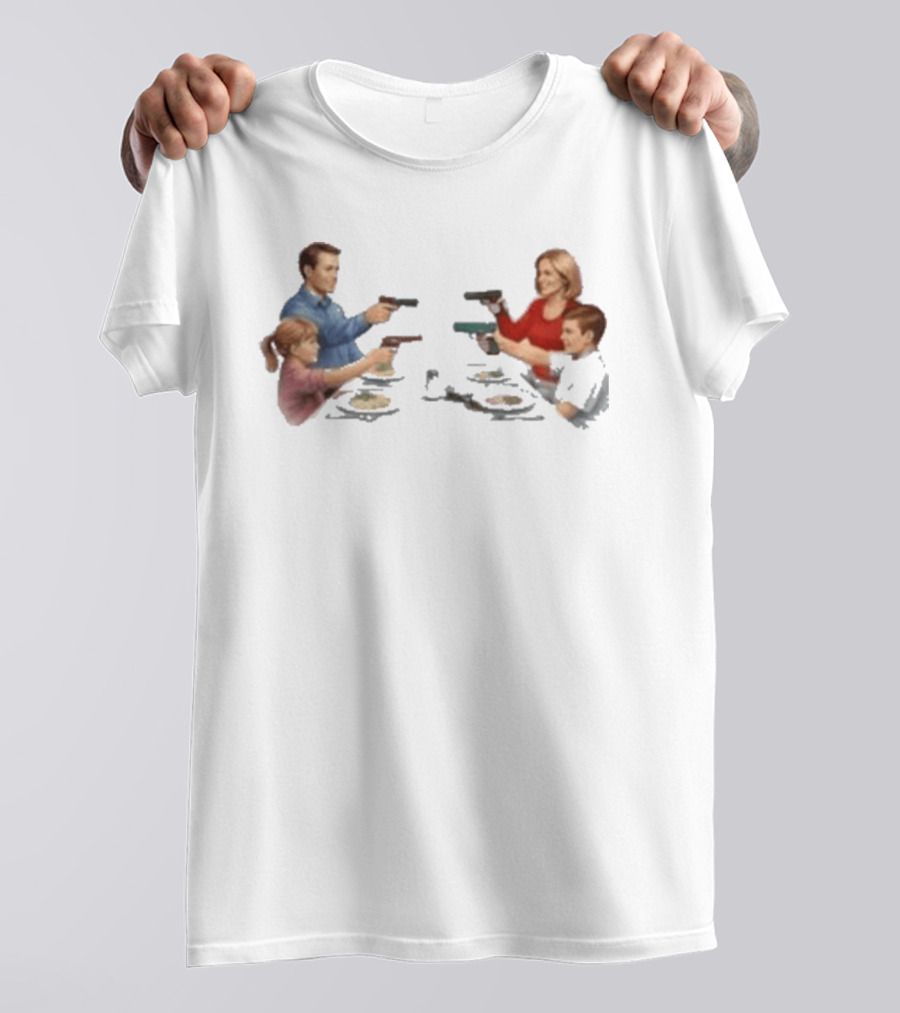 Bloody Sunday Last Supper Family At Dinner Table With Guns T-Shirt