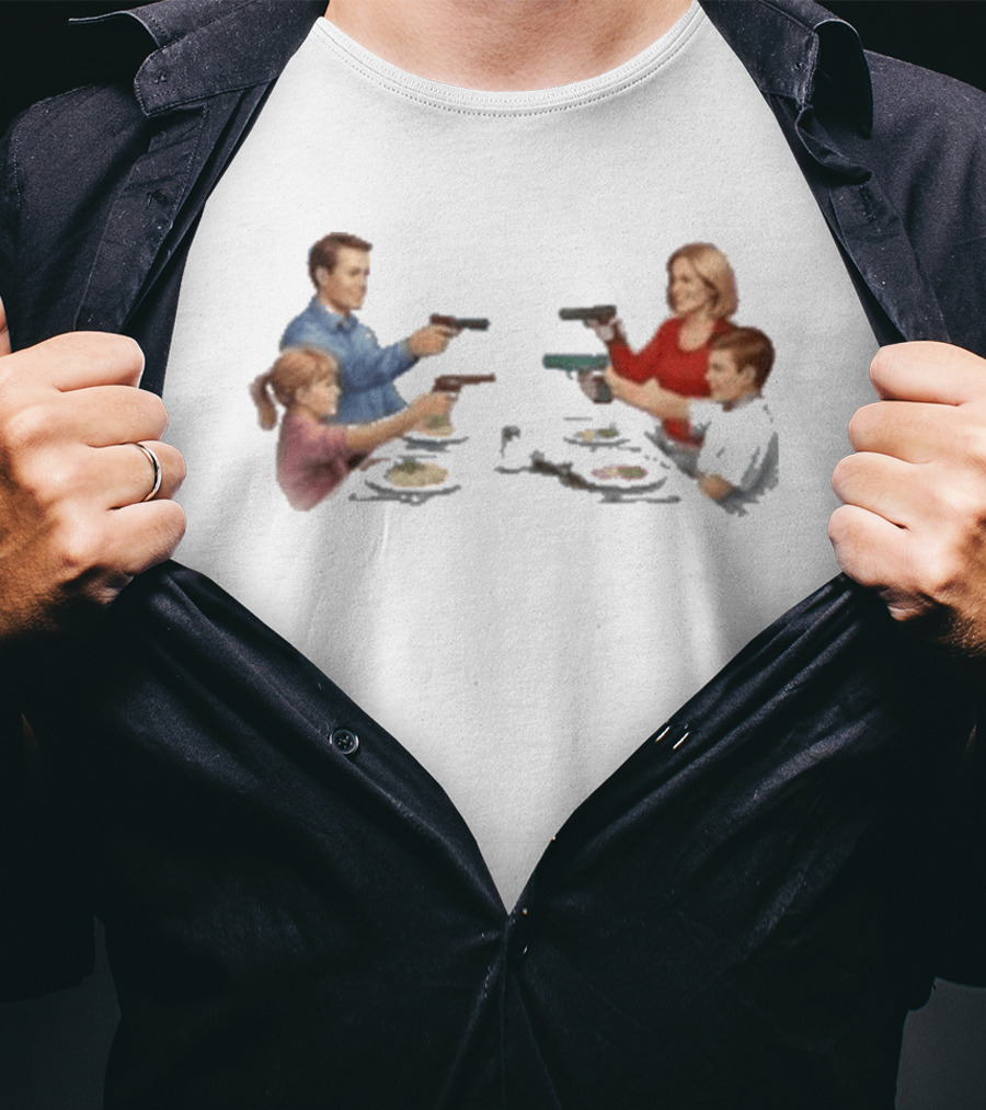 Bloody Sunday Last Supper Family At Dinner Table With Guns T-Shirt