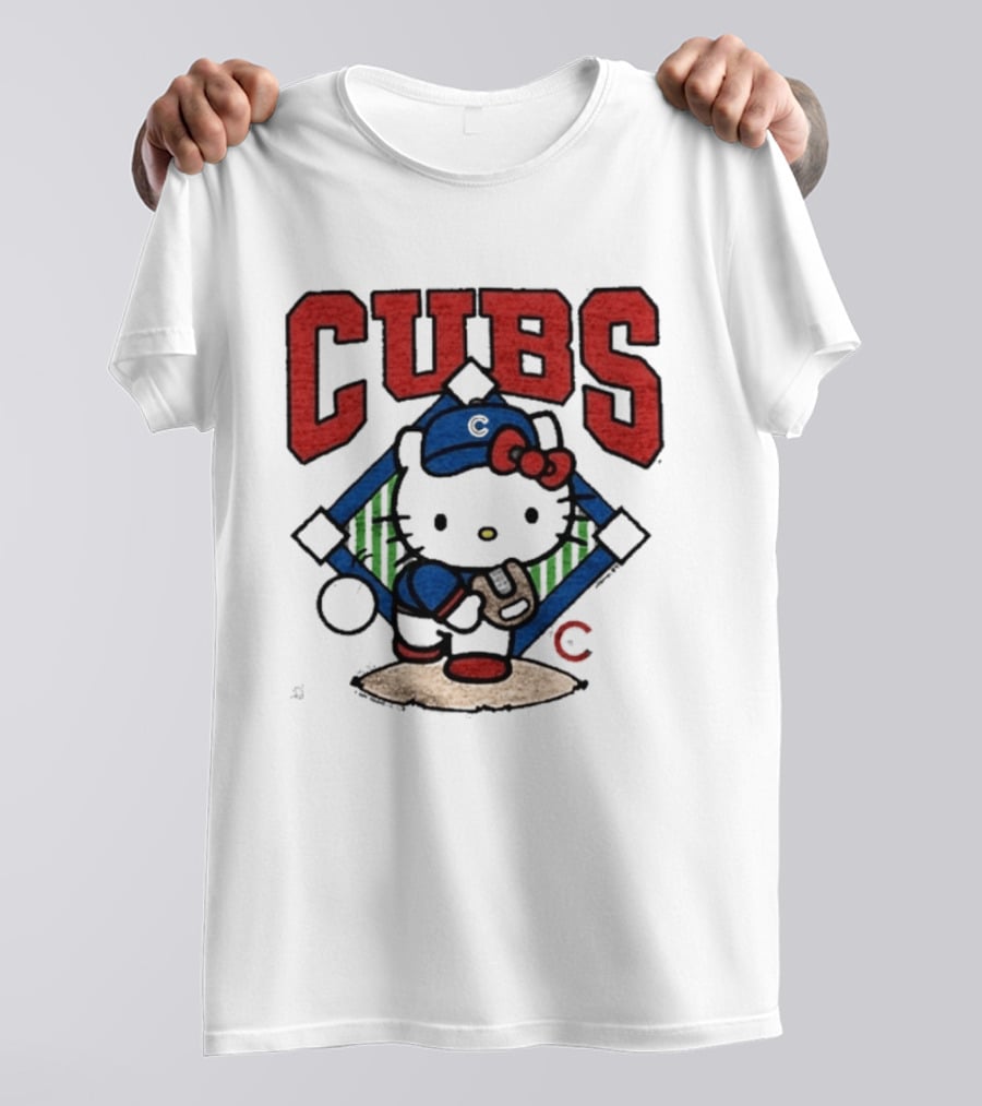 Hello Kitty Cubs Baseball Collaboration With Chicago Cubs Pitcher T-Shirt