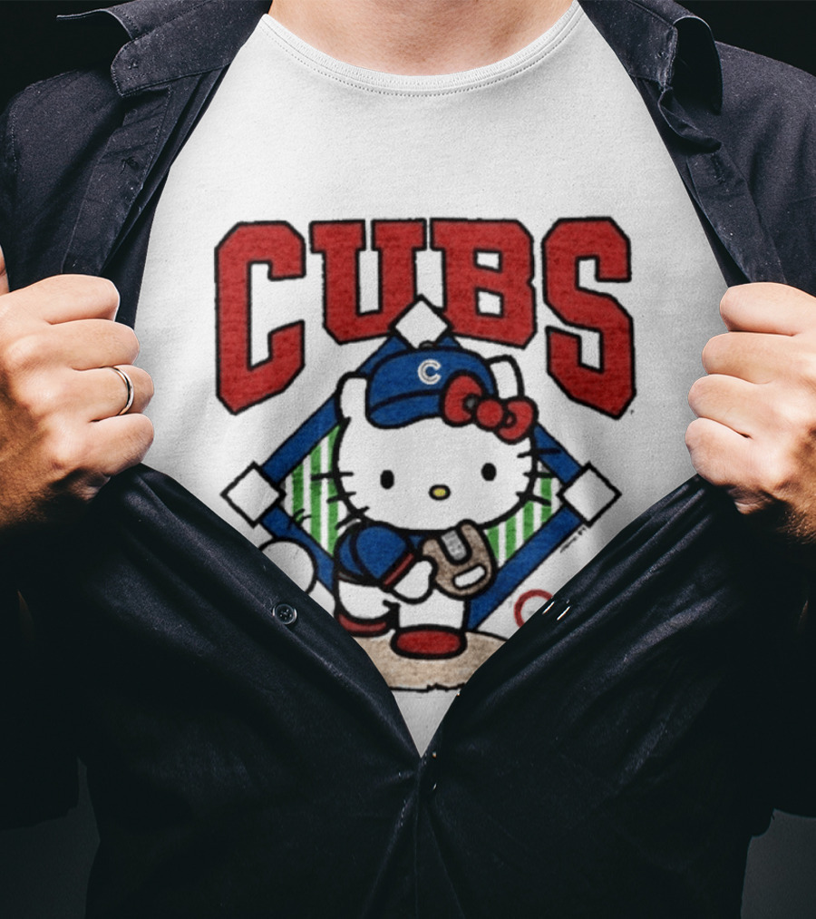 Hello Kitty Cubs Baseball Collaboration With Chicago Cubs Pitcher T-Shirt