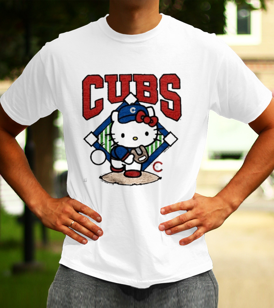 Hello Kitty Cubs Baseball Collaboration With Chicago Cubs Pitcher T-Shirt