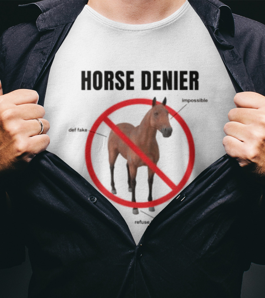 Horse Denier Impossible Def Fake Refuse To Believe T-Shirt
